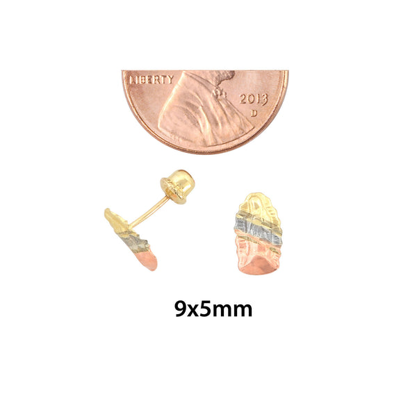 10k Gold Guadalupe Stud Earrings Screwbacks Tri Color Yellow White Rose Gold - Jewelryland.com