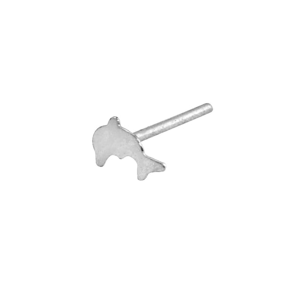 Sterling Silver Tiny Dolphin Nose Stud Nose Pin - Jewelryland.com