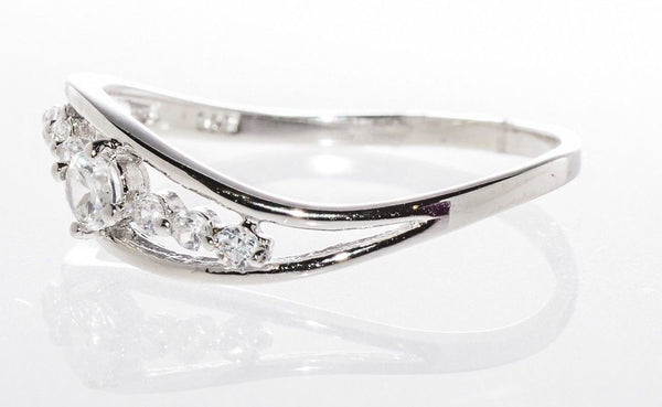 Sterling Silver 7 Circles CZ Cubic Zirconia Ring Sizes 4 5 6 7 8 9 - Jewelryland.com