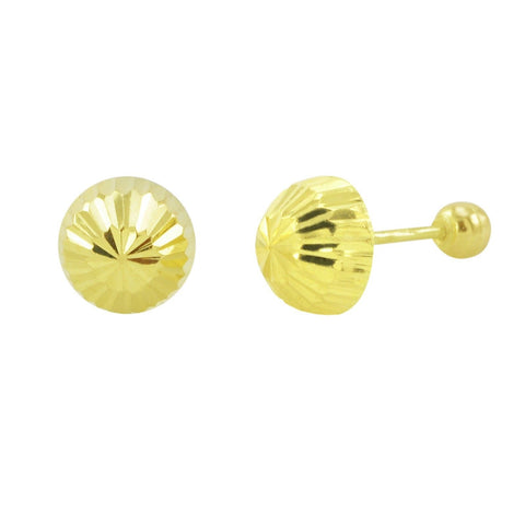 10k Yellow Gold Half Ball Stud Earrings Screwbacks High Polish Laser Cut 3mm-7mm - Jewelryland.com