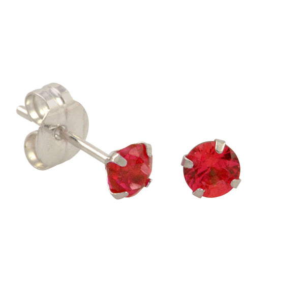 10k White Gold Red Ruby CZ Stud Earrings Cubic Zirconia Round Prong Set - Jewelryland.com