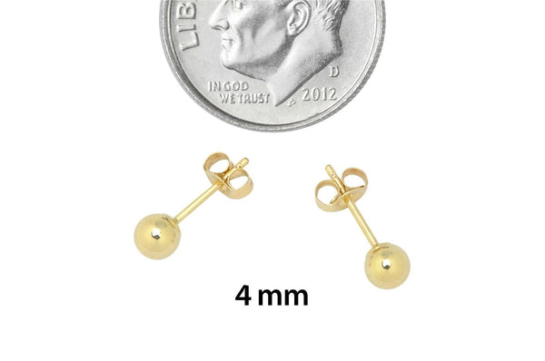 10k Yellow Gold Ball Stud Earrings For Kids 2mm-7mm - Jewelryland.com