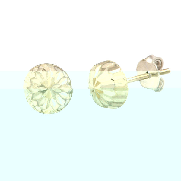10k White Gold Half Ball Stud Earrings High Polish Laser Cut 4mm-7mm - Jewelryland.com