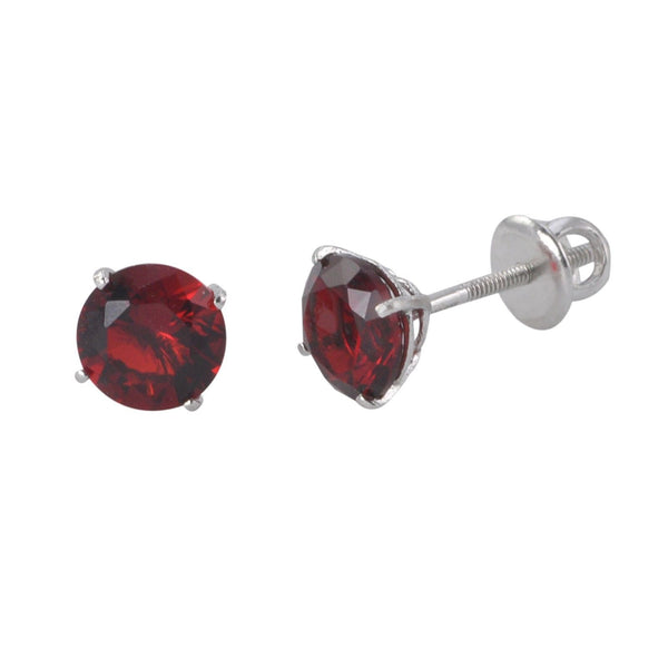 Sterling Silver Garnet CZ Cubic Zirconia Screwback Earrings - Jewelryland.com