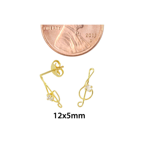 10k Yellow Gold Music Note Earrings with Pushbacks 12mm x 5mm - Jewelryland.com