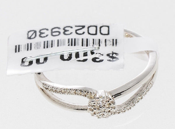 Split Shank Diamond Ring .15TCW - .925 Sterling Silver Micropave Size 7.5 - Jewelryland.com