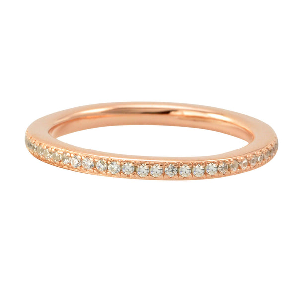 Sterling Silver Cubic Zirconia Ring Stackable Rose Gold Plated - 2mm Wide - Jewelryland.com