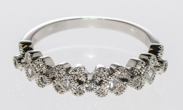 925 Sterling Silver Cubic Zirconia Ring - CZ Flower Design - Jewelryland.com