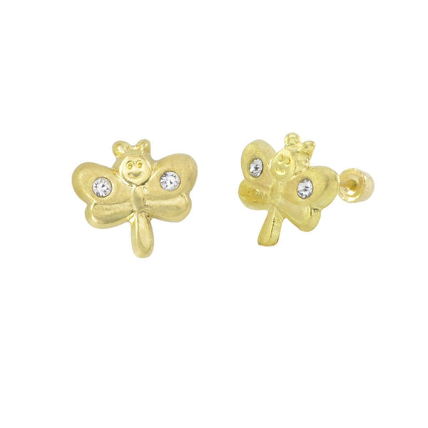 10k Yellow Gold Mini Dragonfly Stud Earrings Screwbacks - 7mm - Jewelryland.com