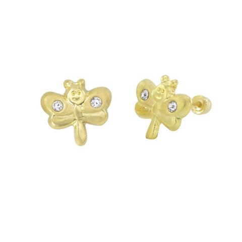 10k Yellow Gold Mini Dragonfly Stud Earrings Screwbacks - 7mm - Jewelryland.com