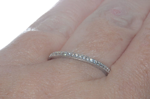 Sterling Silver Cubic Zirconia Thin Stackable Eternity Band 2mm Wide Ring - Jewelryland.com