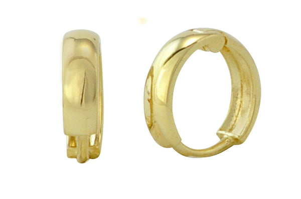 14k Yellow Gold Tiny Huggie Hoop Earrings Smooth High Polish 9mm x 2mm - Jewelryland.com