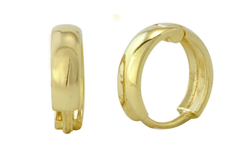 14k Yellow Gold Tiny Huggie Hoop Earrings Smooth High Polish 9mm x 2mm - Jewelryland.com