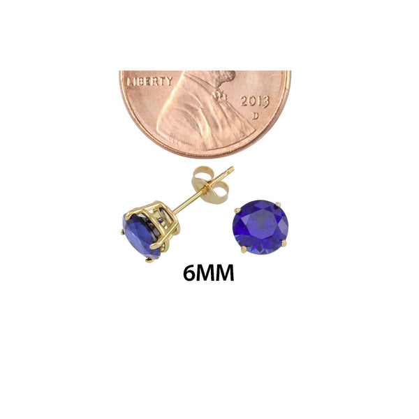 Sapphire Gemstone Stud Earrings 14k Yellow Gold Studs - Jewelryland.com