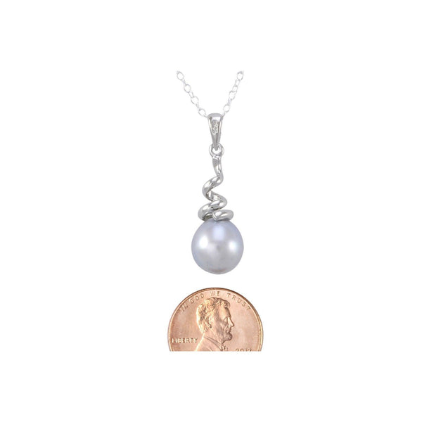 Gray Freshwater Pearl Necklace Twisted Coil Shape Sterling Silver, 18" Chain - Jewelryland.com