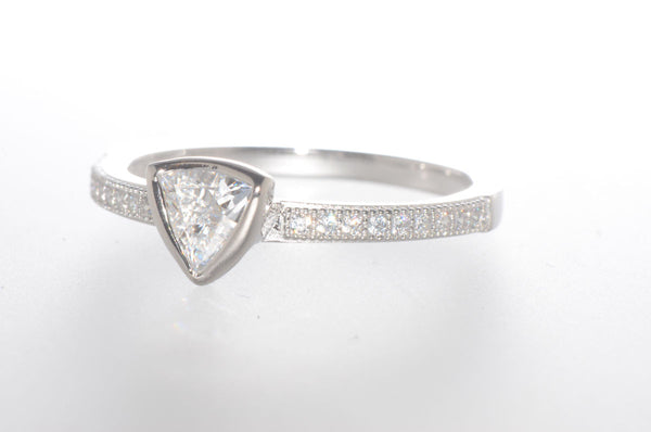 Sterling Silver Triangle CZ Ring Cubic Zirconia Stone with Accent Stones - Jewelryland.com