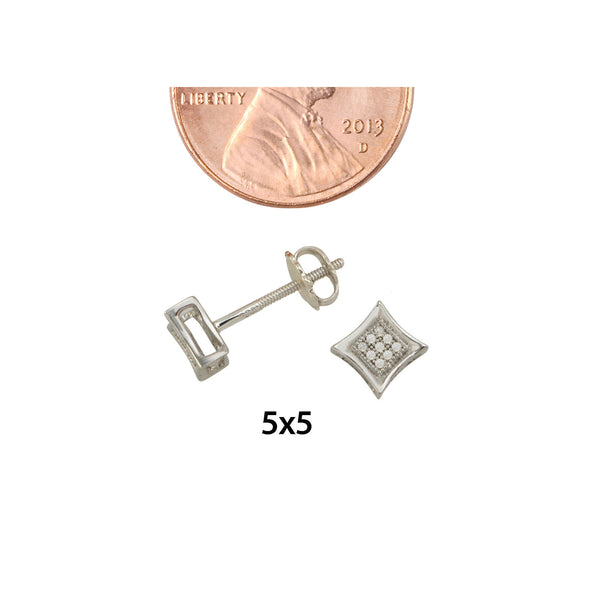Sterling Silver Diamond Stud Earrings (.05 cttw, I-J, I2) 6mm x 6mm Kite Shape - Jewelryland.com
