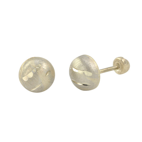 10k White Gold Half Ball Screwback Stud Earrings Matte Finish Laser Cut 4mm-7mm - Jewelryland.com