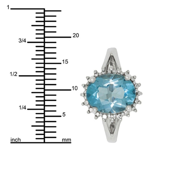 Sterling Silver Blue Topaz and Diamond Ring .01 ct, I-J, I2-I3 - Jewelryland.com