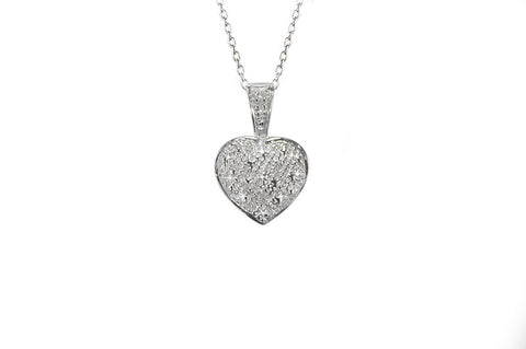 Sterling Silver Diamond Heart Necklace, 18" (.01 cttw, I-J, I2-I3) - Jewelryland.com