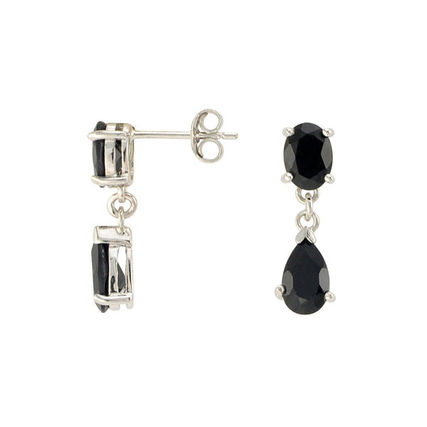 Onyx Gemstone Teardrop Dangle Earrings 925 Sterling Silver (2.5 cttw) - Jewelryland.com