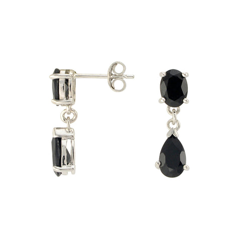 Onyx Gemstone Teardrop Dangle Earrings 925 Sterling Silver (2.5 cttw) - Jewelryland.com