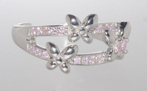 925 Sterling Silver Pink Butterfly Toe Ring - Jewelryland.com