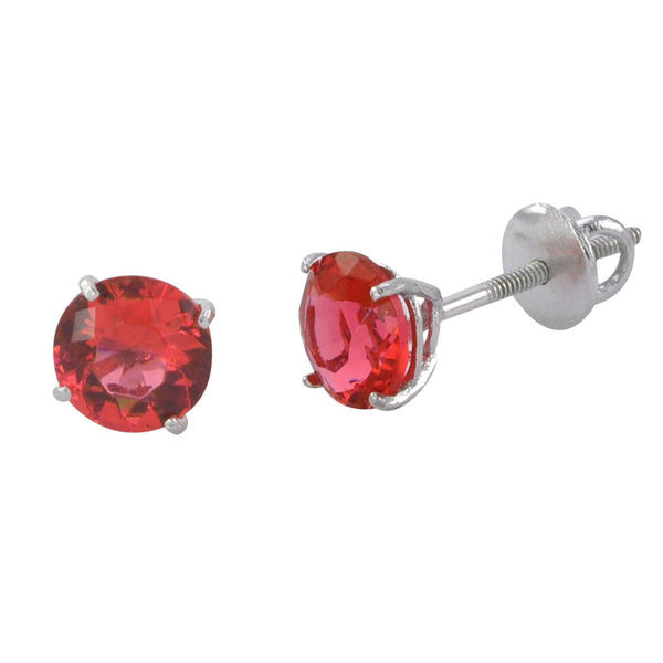 Sterling Silver Ruby CZ Cubic Zirconia Screwback Earrings - Jewelryland.com