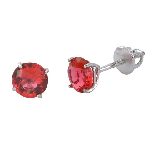 Sterling Silver Ruby CZ Cubic Zirconia Screwback Earrings - Jewelryland.com