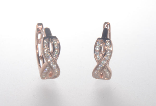 Sterling Silver Infinity CZ Huggie Hoop Earrings Rose Gold Plated - Jewelryland.com