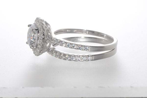 Sterling Silver 1.25 ct CZ Wedding Ring Set Round Brilliant Cubic Zirconia - Jewelryland.com
