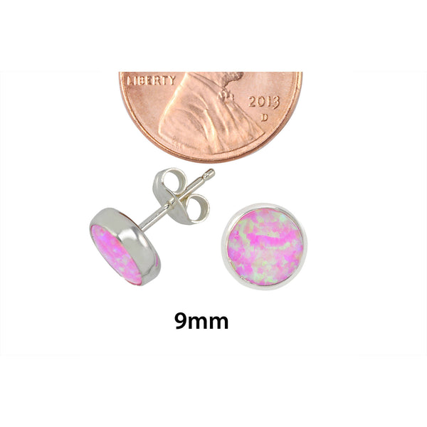 Sterling Silver Pink Opal Earring Studs 9mm Round - Jewelryland.com