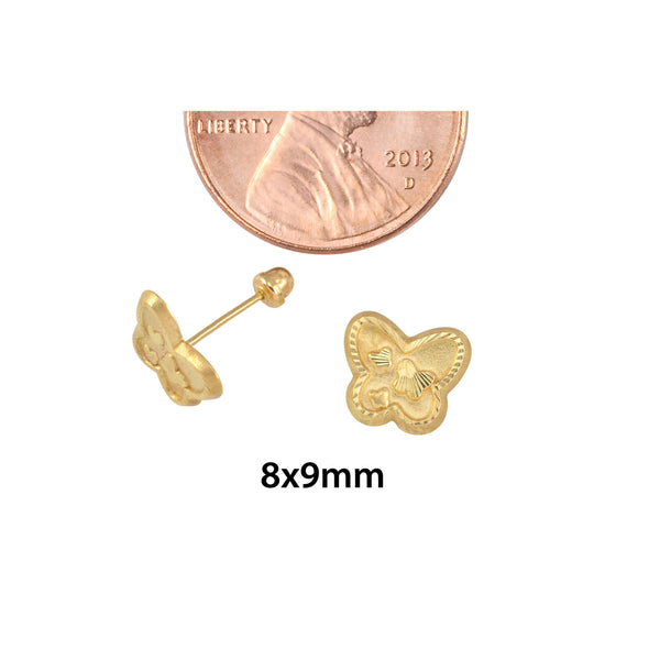 10k Yellow Gold Butterfly Screwback Earrings with Laser Cut Frame Design 8x9 - Jewelryland.com
