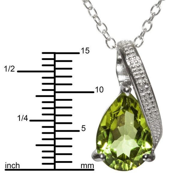 Peridot & Diamond Necklace 2ct 18" Chain, 925 Sterling Silver - Jewelryland.com
