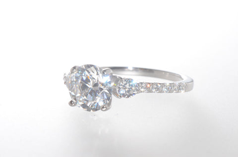 Sterling Silver Cubic Zirconia Ring 7mm Round Center CZ Stone with Accent Stones - Jewelryland.com