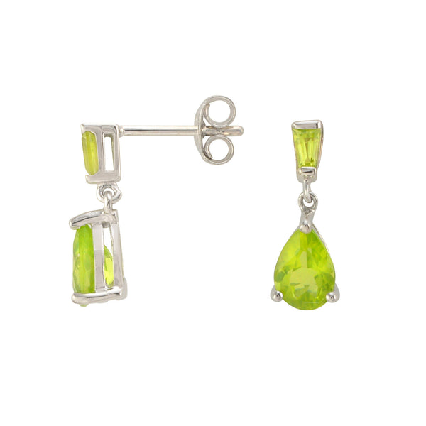 Peridot Gemstone Drop Earrings 925 Sterling Silver (1.50 cttw) Pear Shaped - Jewelryland.com