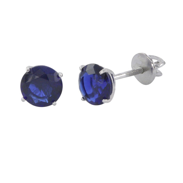 Sterling Silver Sapphire Cubic Zirconia Earrings Screwback CZs - Jewelryland.com