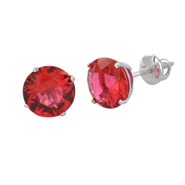 Sterling Silver Ruby CZ Cubic Zirconia Screwback Earrings - Jewelryland.com