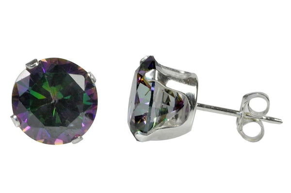 Sterling Silver Mystic Topaz Stud Earrings Cubic Zirconia Prong Set 3mm-10mm - Jewelryland.com