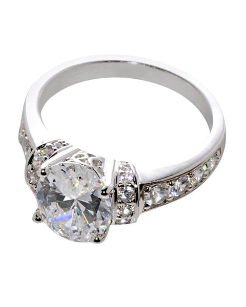 Sterling Silver Cubic Zirconia Engagement Ring Oval 8mmx10mm AAAAA Grade CZ - Jewelryland.com