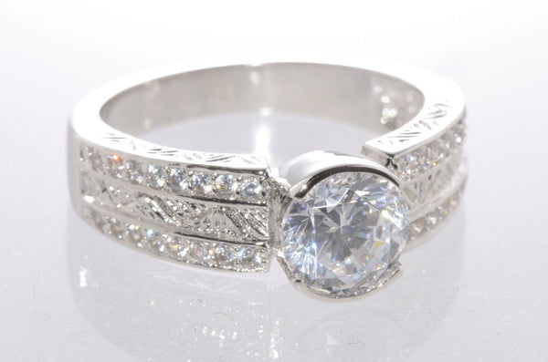 925 Sterling Silver Cubic Zirconia Ring 1.5ct 7mm x 8mm Oval Shaped Stone - Jewelryland.com