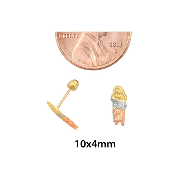 10k Tri Color Gold Guadalupe Stud Earrings with Screwbacks - Jewelryland.com
