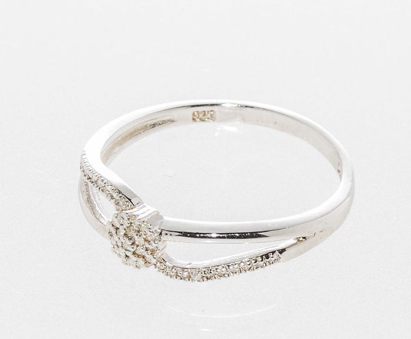 Split Shank Diamond Ring .15TCW - .925 Sterling Silver Micropave Size 7.5 - Jewelryland.com