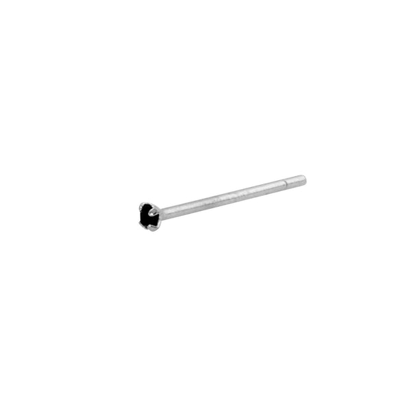 Sterling Silver Nose Stud Nose Pin 1.5mm Black CZ Cubic Zirconia - Jewelryland.com