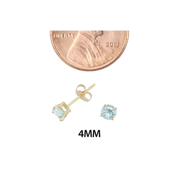 Green Amethyst Earrings 14k Yellow Gold Studs Basket Setting Round - Jewelryland.com