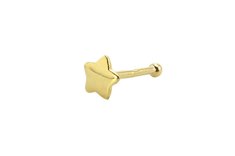 Nose Stud 22G 4mm Star 14k Yellow Gold Nose Bone Pin - Jewelryland.com