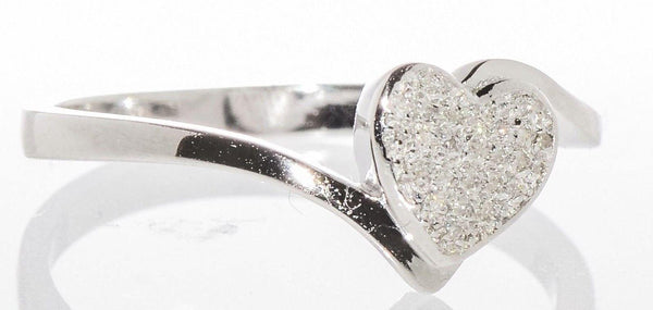 Sterling Silver Diamond Heart Ring .10ct, Micropave Setting, Size 7.5 - Jewelryland.com