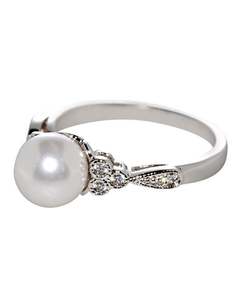 Pearl Ring Sterling Silver Ladies Jewelry - Jewelryland.com