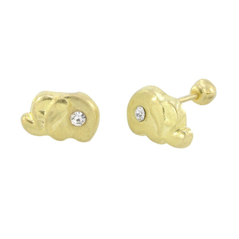 10k Yellow Gold Mini Elephant Stud Earrings Screwbacks Cubic Zirconia - 4mm - Jewelryland.com