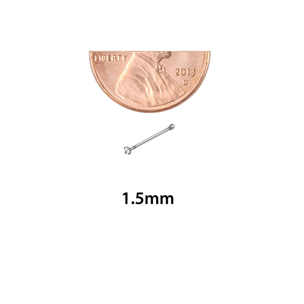 Sterling Silver Nose Stud Nose Bone 1.5mm Tiny CZ Cubic Zirconia Stone - Jewelryland.com